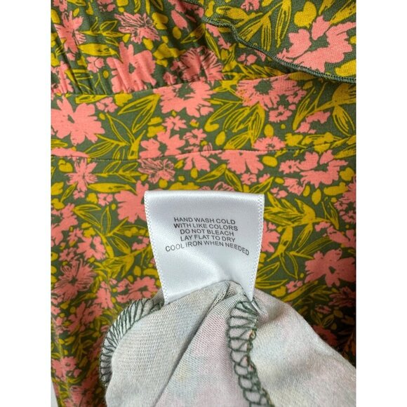 Modcloth Size Medium Green Pink Floral Hi Lo Dress Retro 40s - Picture 8 of 9